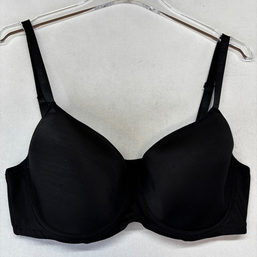 IZOD T-Shirt Bra Women 38D Black Underwire Molded Cup Logo Straps